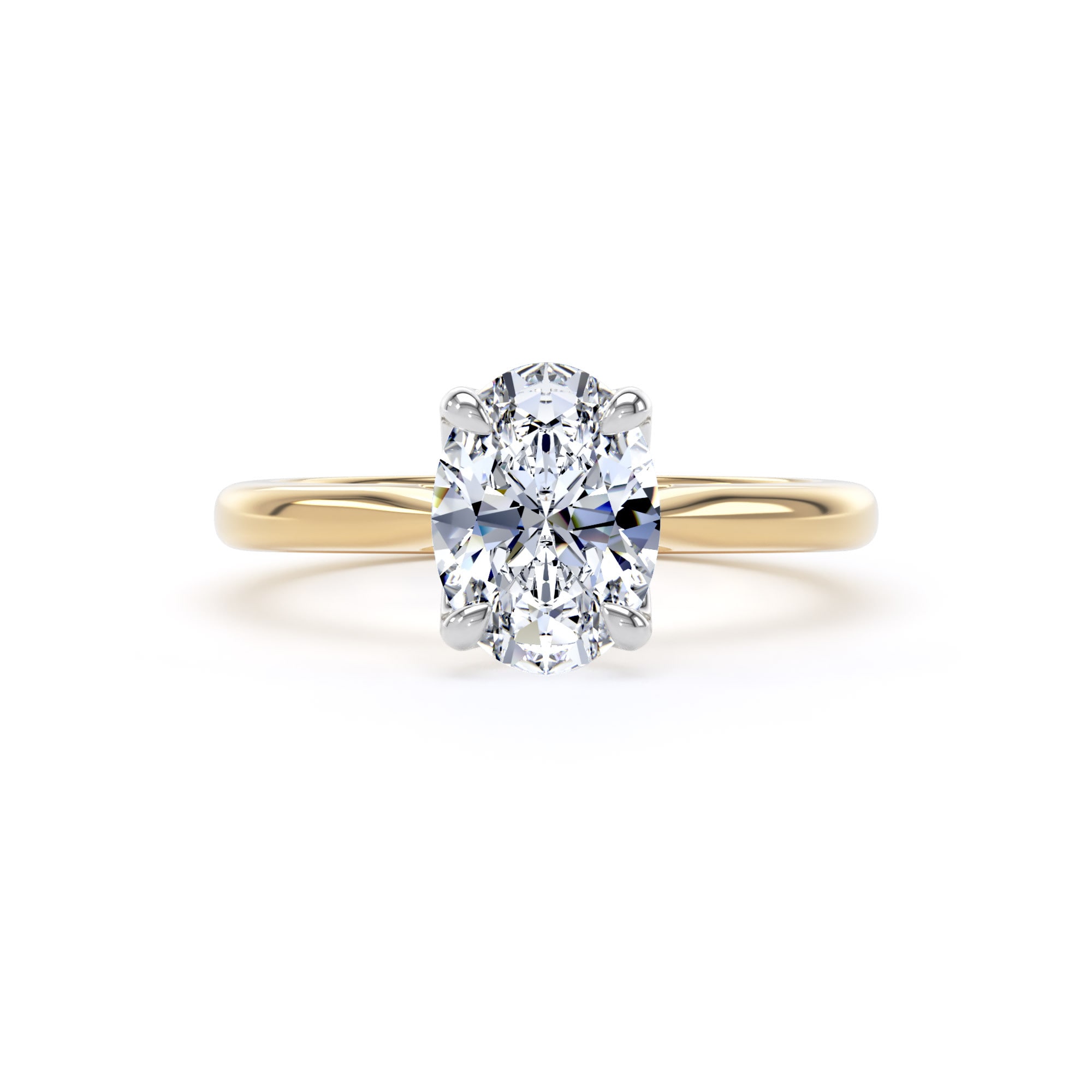 Goldsmiths 18ct Yellow Gold and Platinum 1.50cttw Oval Cut Lab Grown Diamond Solitaire Engagement Ring - Ring Size N Goldsmiths 18ct Yellow Gold and Platinum 1.50cttw Oval Cut Lab Grown Diamond Solitaire Engagement Ring - Ring Size N