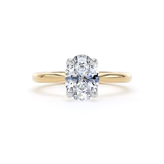 Goldsmiths 18ct Yellow Gold and Platinum 1.50cttw Oval Cut Lab Grown Diamond Solitaire Engagement Ring
