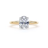 Goldsmiths 18ct Yellow Gold and Platinum 1.50cttw Oval Cut Lab Grown Diamond Solitaire Engagement Ring - Ring Size H.5