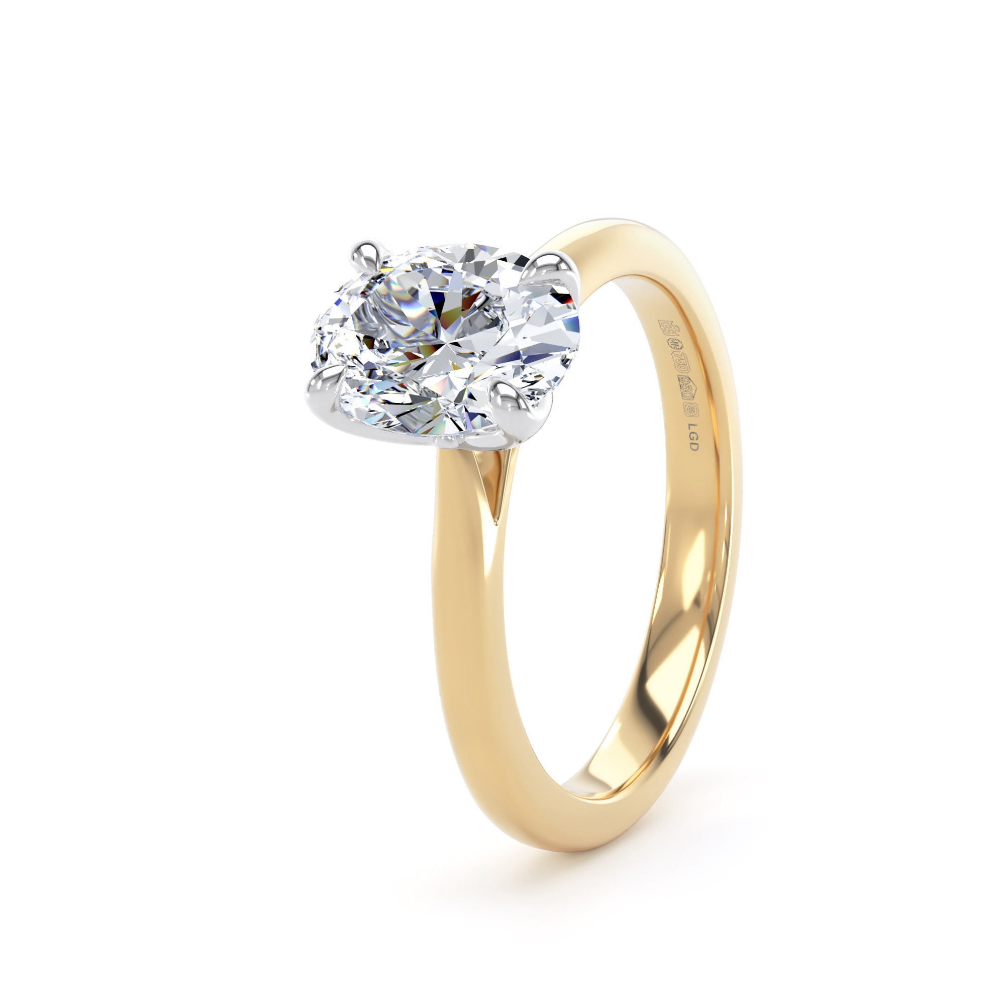 Goldsmiths 18ct Yellow Gold and Platinum 1.50cttw Oval Cut Lab Grown Diamond Solitaire Engagement Ring Goldsmiths 18ct Yellow Gold and Platinum 1.50cttw Oval Cut Lab Grown Diamond Solitaire Engagement Ring