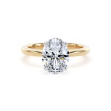 Goldsmiths 18ct Yellow Gold and Platinum 2.00cttw Oval Cut Lab Grown Diamond Solitaire Engagement Ring - Ring Size F.5