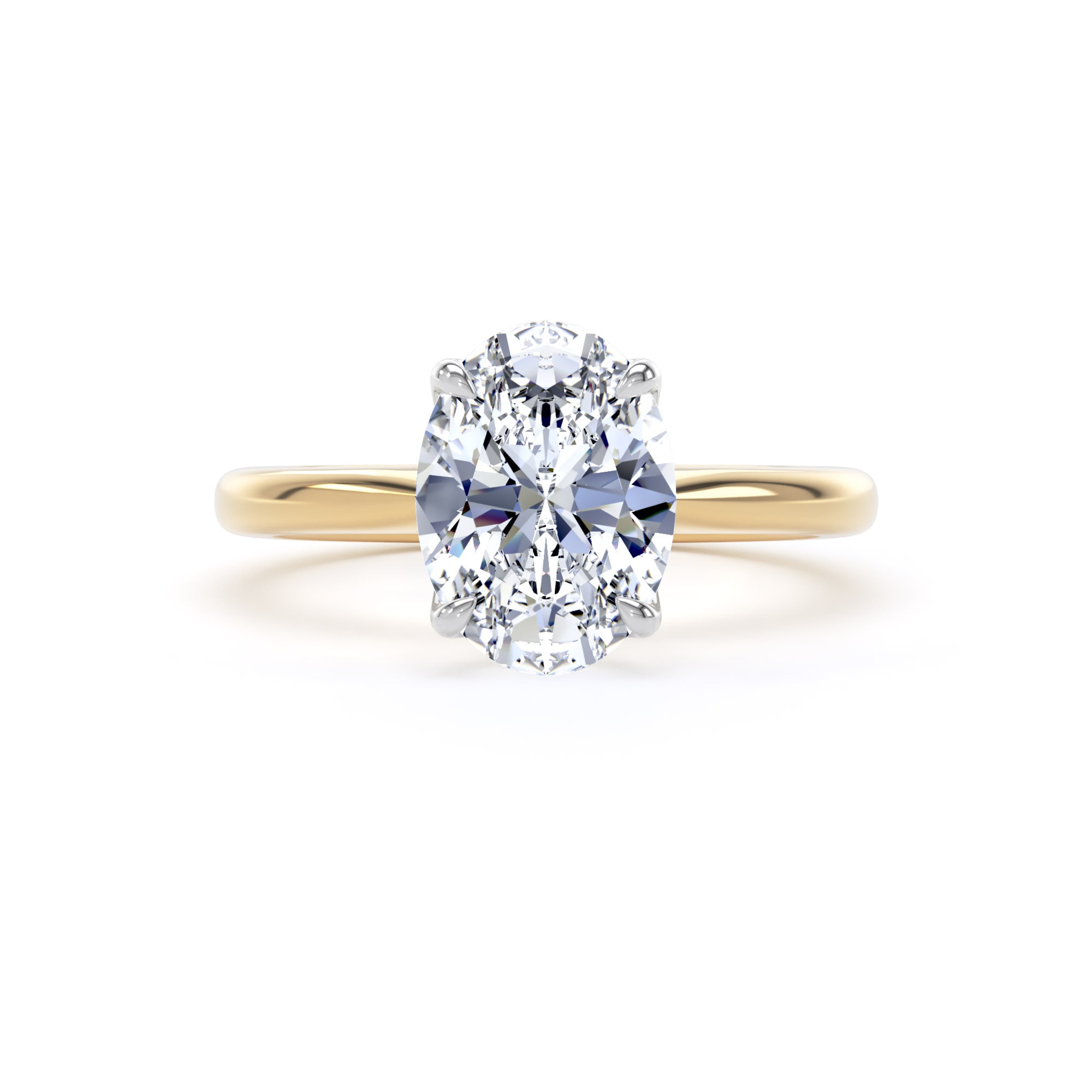 Goldsmiths 18ct Yellow Gold and Platinum 2.00cttw Oval Cut Lab Grown Diamond Solitaire Engagement Ring - Ring Size T Goldsmiths 18ct Yellow Gold and Platinum 2.00cttw Oval Cut Lab Grown Diamond Solitaire Engagement Ring - Ring Size T