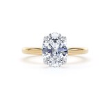 Goldsmiths 18ct Yellow Gold and Platinum 2.00cttw Oval Cut Lab Grown Diamond Solitaire Engagement Ring - Ring Size F.5