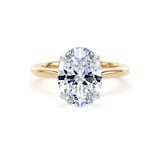 Goldsmiths 18ct Yellow Gold and Platinum 3.00cttw Oval Cut Lab Grown Diamond Solitaire Engagement Ring - Ring Size I.5