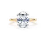 Goldsmiths 18ct Yellow Gold and Platinum 3.00cttw Oval Cut Lab Grown Diamond Solitaire Engagement Ring - Ring Size I.5