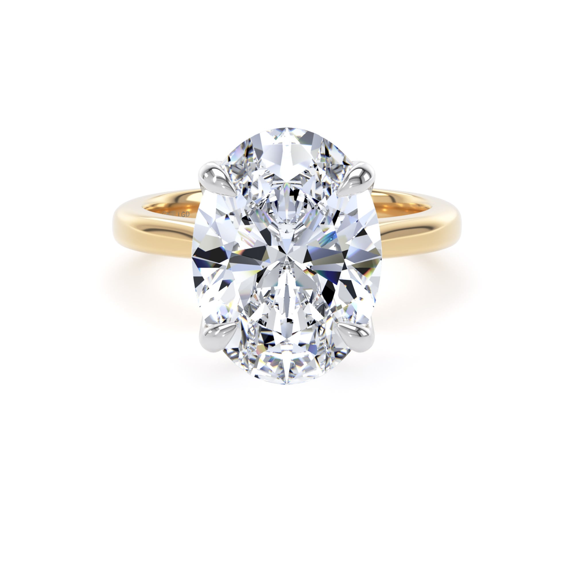 18ct Yellow Gold and Platinum 5.00cttw Oval Cut Lab Grown Diamond Solitaire Engagement Ring