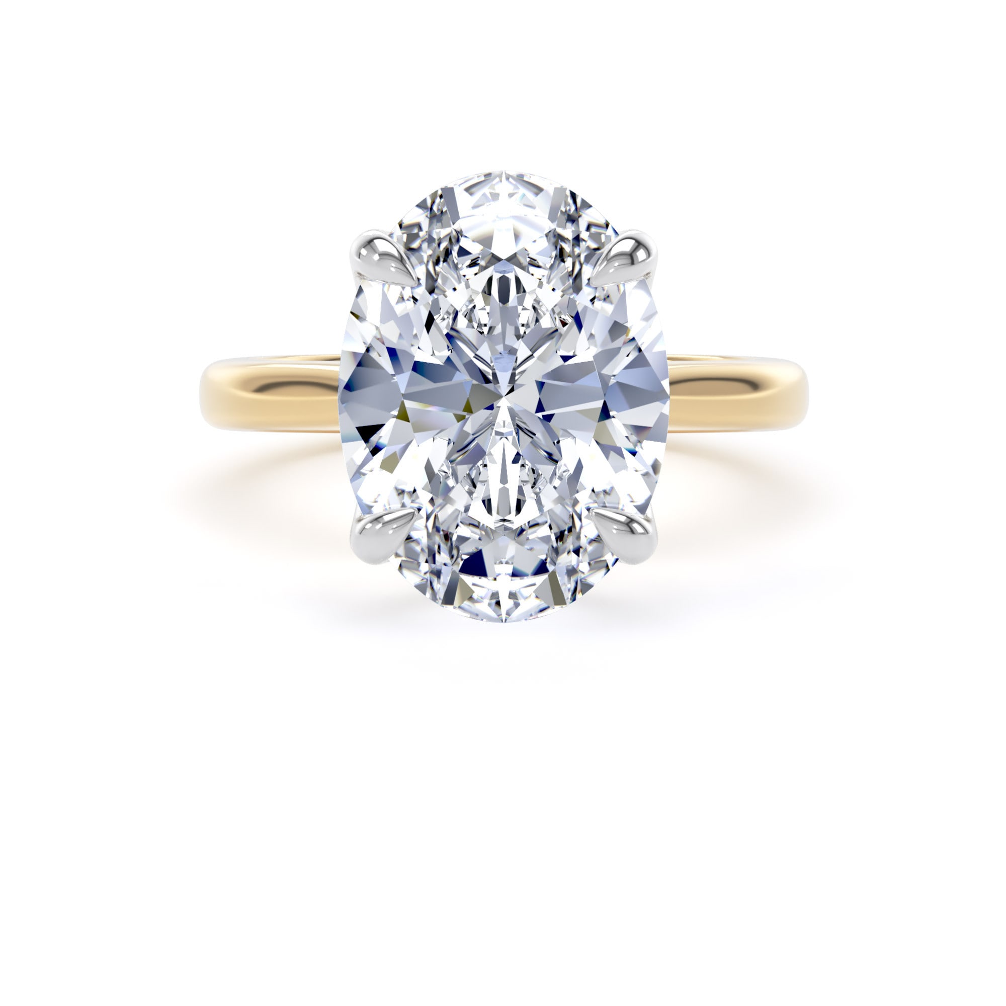 Goldsmiths 18ct Yellow Gold and Platinum 5.00cttw Oval Cut Lab Grown Diamond Solitaire Engagement Ring - Ring Size X.5 Goldsmiths 18ct Yellow Gold and Platinum 5.00cttw Oval Cut Lab Grown Diamond Solitaire Engagement Ring - Ring Size X.5