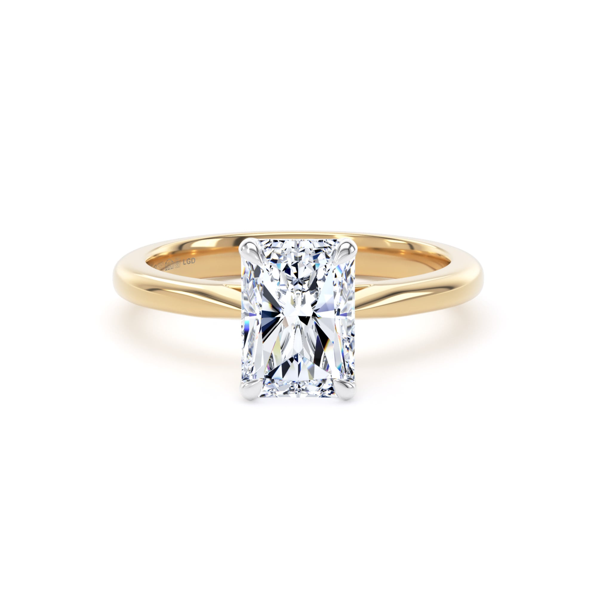 18ct Yellow Gold and Platinum 1.50cttw Radiant Cut Lab Grown Diamond Solitaire Engagement Ring