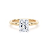 Goldsmiths 18ct Yellow Gold and Platinum 1.50cttw Radiant Cut Lab Grown Diamond Solitaire Engagement Ring - Ring Size O
