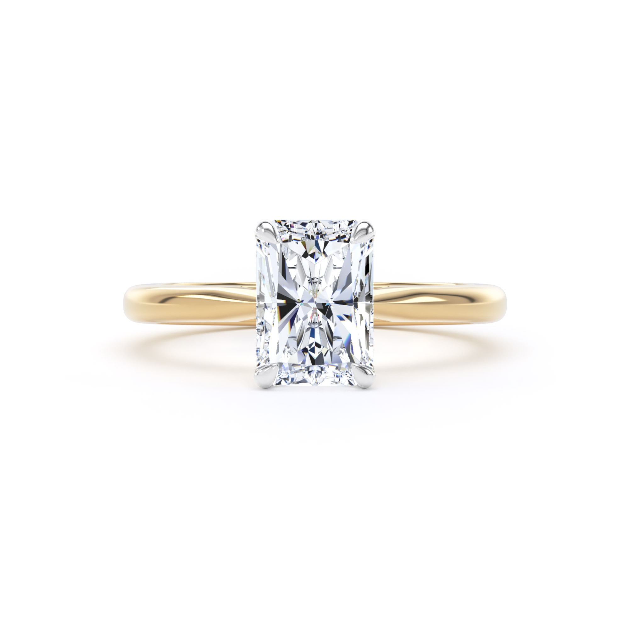 Goldsmiths 18ct Yellow Gold and Platinum 1.50cttw Radiant Cut Lab Grown Diamond Solitaire Engagement Ring - Ring Size N Goldsmiths 18ct Yellow Gold and Platinum 1.50cttw Radiant Cut Lab Grown Diamond Solitaire Engagement Ring - Ring Size N