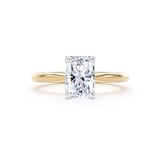 Goldsmiths 18ct Yellow Gold and Platinum 1.50cttw Radiant Cut Lab Grown Diamond Solitaire Engagement Ring - Ring Size O