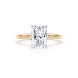 Goldsmiths 18ct Yellow Gold and Platinum 2.00cttw Radiant Cut Lab Grown Diamond Solitaire Engagement Ring - Ring Size J.5