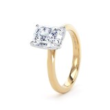 Goldsmiths 18ct Yellow Gold and Platinum 2.00cttw Radiant Cut Lab Grown Diamond Solitaire Engagement Ring - Ring Size J.5