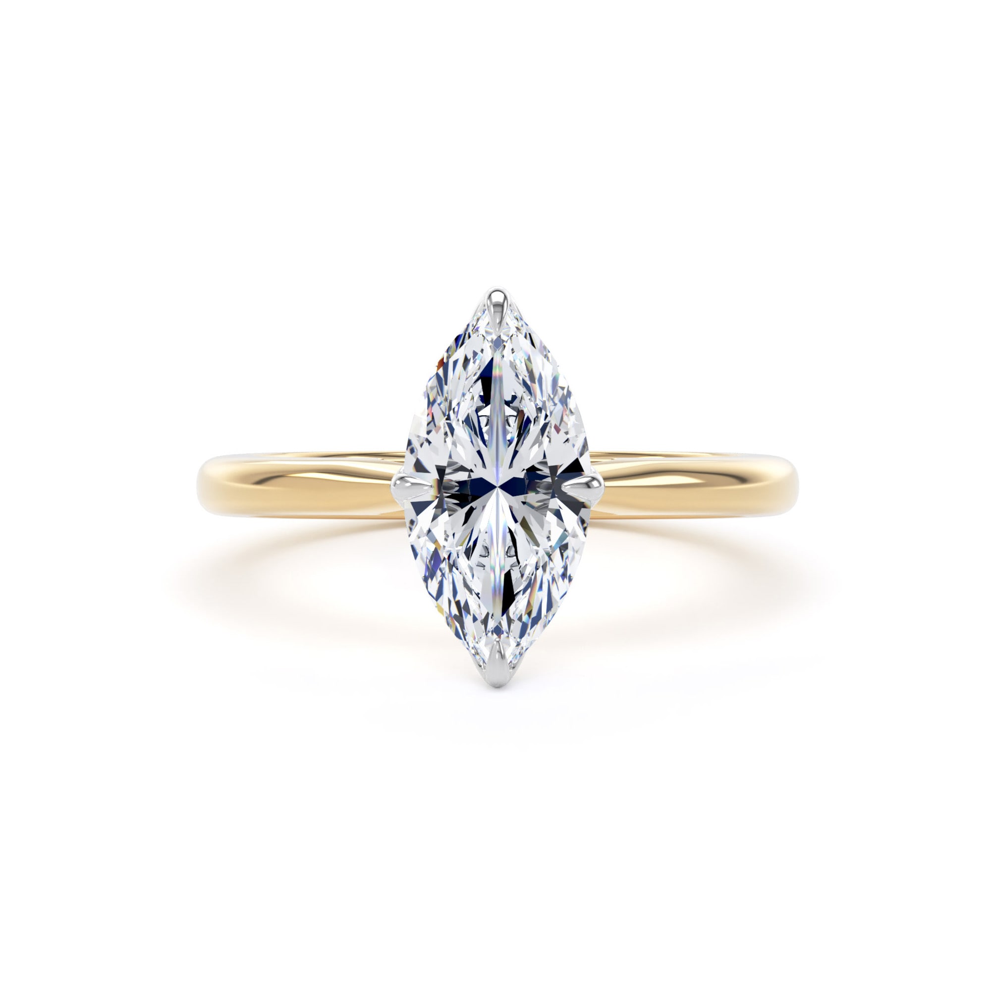 Goldsmiths 18ct Yellow Gold and Platinum 1.50cttw Marquise Cut Lab Grown Diamond Solitaire Engagement Ring - Ring Size N