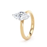Goldsmiths 18ct Yellow Gold and Platinum 1.50cttw Marquise Cut Lab Grown Diamond Solitaire Engagement Ring - Ring Size P.5