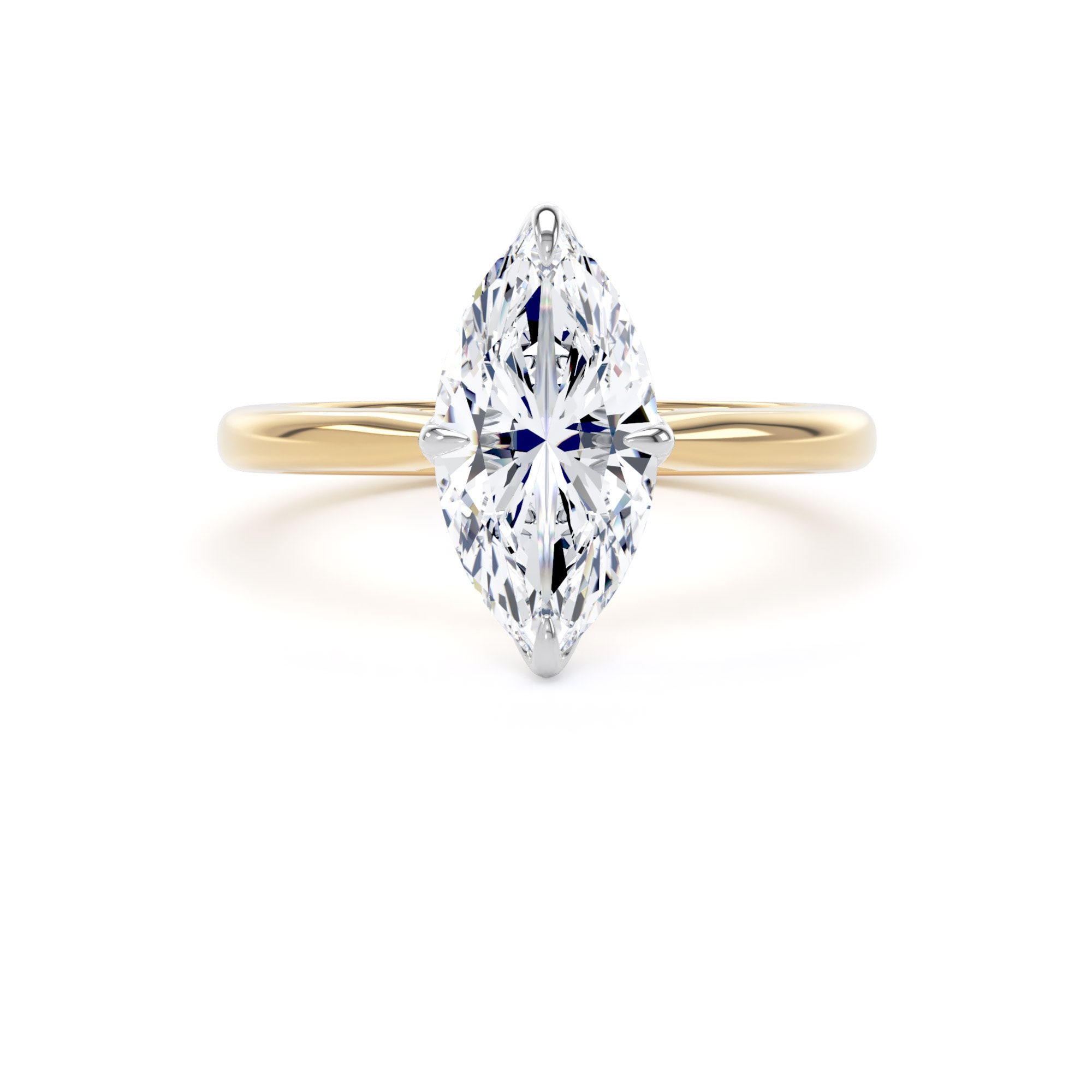 Goldsmiths 18ct Yellow Gold and Platinum 2.00cttw Marquise Cut Lab Grown Diamond Solitaire Engagement Ring - Ring Size N Goldsmiths 18ct Yellow Gold and Platinum 2.00cttw Marquise Cut Lab Grown Diamond Solitaire Engagement Ring - Ring Size N