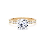 Goldsmiths 18ct Yellow Gold and Platinum Round 1.70cttw Lab Grown Diamond Set Shoulder Solitaire Engagement Ring - Ring Size M.5