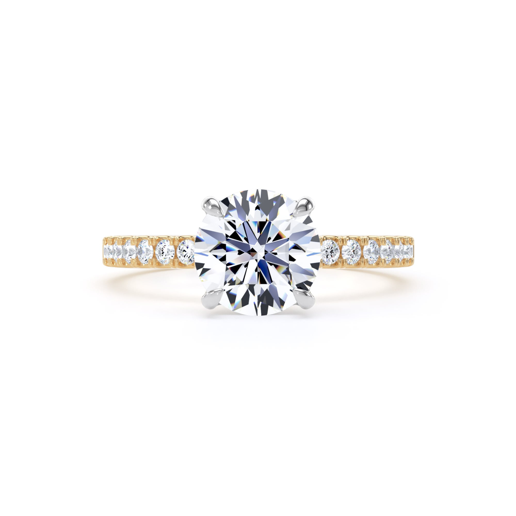 Goldsmiths 18ct Yellow Gold and Platinum Round 1.70cttw Lab Grown Diamond Set Shoulder Solitaire Engagement Ring - Ring Size K.5 Goldsmiths 18ct Yellow Gold and Platinum Round 1.70cttw Lab Grown Diamond Set Shoulder Solitaire Engagement Ring - Ring Size K.5