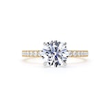 Goldsmiths 18ct Yellow Gold and Platinum Round 1.70cttw Lab Grown Diamond Set Shoulder Solitaire Engagement Ring - Ring Size M.5
