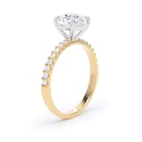 Goldsmiths 18ct Yellow Gold and Platinum Round 1.70cttw Lab Grown Diamond Set Shoulder Solitaire Engagement Ring - Ring Size M.5