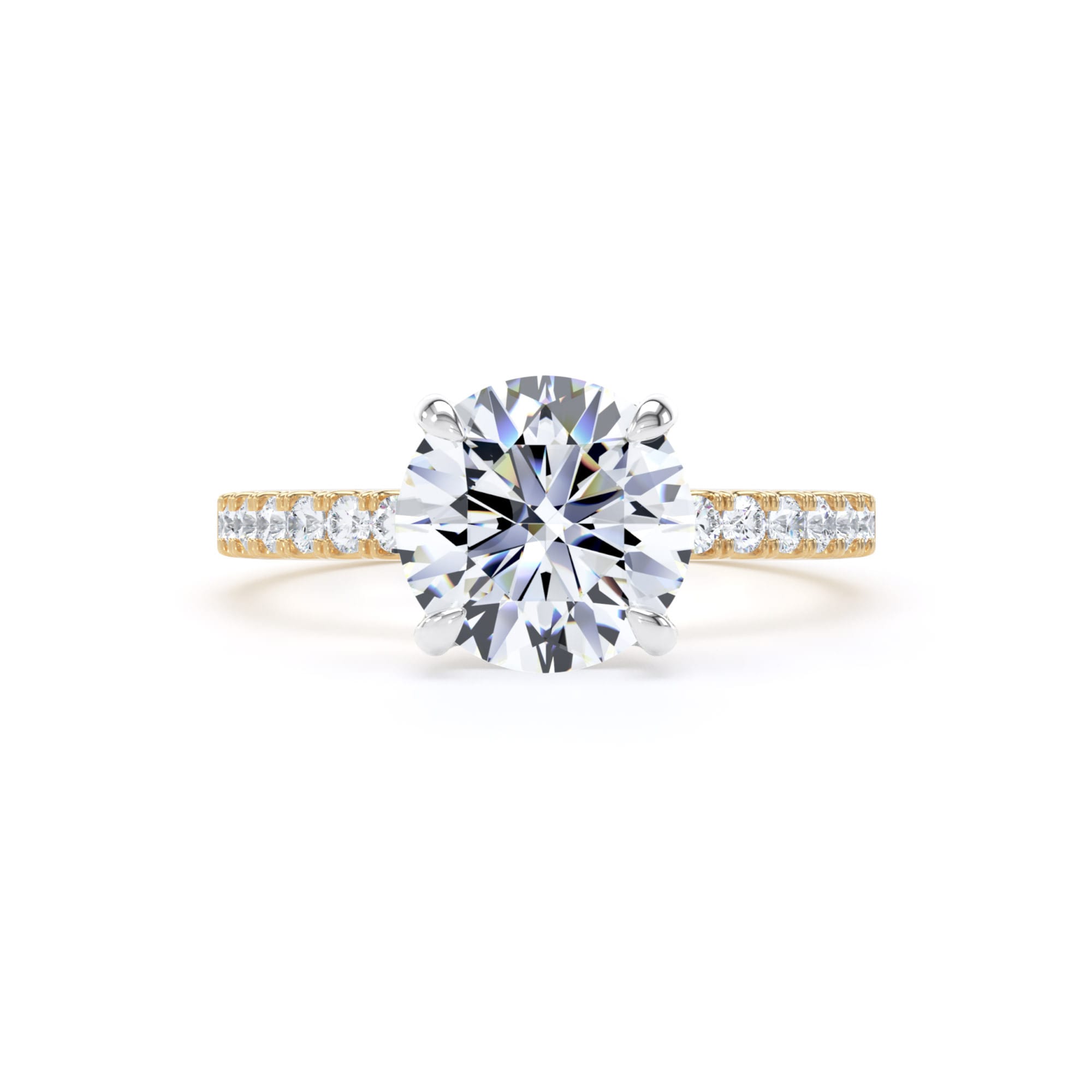 Goldsmiths 18ct Yellow Gold and Platinum 2.20cttw Round Lab Grown Diamond Set Shoulder Solitaire Engagement Ring - Ring Size Y.5 Goldsmiths 18ct Yellow Gold and Platinum 2.20cttw Round Lab Grown Diamond Set Shoulder Solitaire Engagement Ring - Ring Size Y.5
