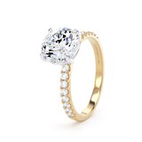 Goldsmiths 18ct Yellow Gold and Platinum 2.20cttw Round Lab Grown Diamond Set Shoulder Solitaire Engagement Ring - Ring Size N.5