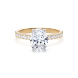 Goldsmiths 18ct Yellow Gold and Platinum 1.70cttw Oval Lab Grown Diamond Set Shoulder Solitaire Engagement Ring - Ring Size S.5