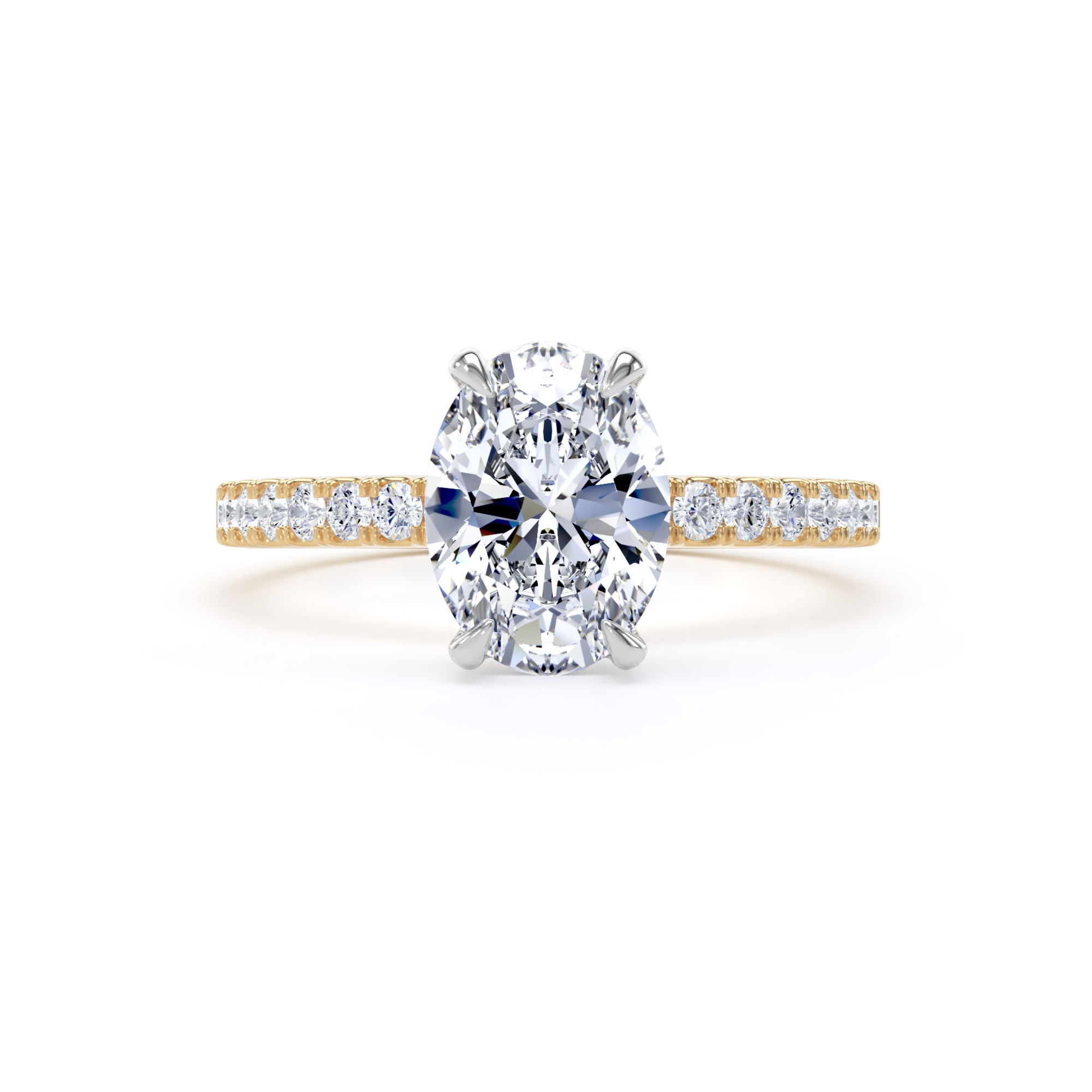 Goldsmiths 18ct Yellow Gold and Platinum 1.70cttw Oval Lab Grown Diamond Set Shoulder Solitaire Engagement Ring - Ring Size L.5 Goldsmiths 18ct Yellow Gold and Platinum 1.70cttw Oval Lab Grown Diamond Set Shoulder Solitaire Engagement Ring - Ring Size L.5
