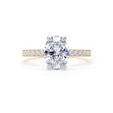 Goldsmiths 18ct Yellow Gold and Platinum 1.70cttw Oval Lab Grown Diamond Set Shoulder Solitaire Engagement Ring - Ring Size S.5