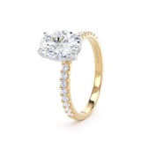 Goldsmiths 18ct Yellow Gold and Platinum 1.70cttw Oval Lab Grown Diamond Set Shoulder Solitaire Engagement Ring - Ring Size S.5