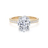 Goldsmiths 18ct Yellow Gold and Platinum 2.20cttw Oval Lab Grown Diamond Set Shoulder Solitaire Engagement Ring - Ring Size R