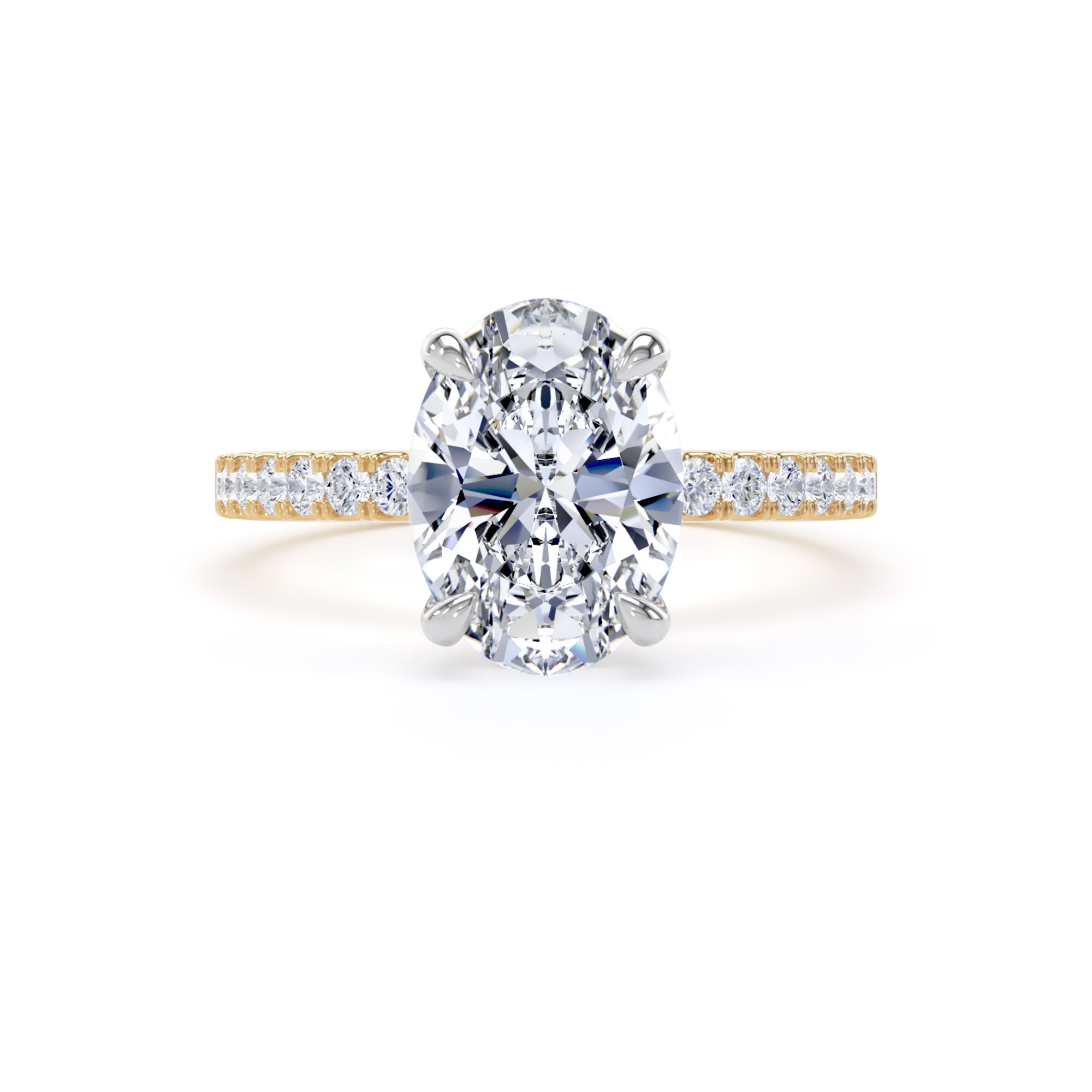 Goldsmiths 18ct Yellow Gold and Platinum 2.20cttw Oval Lab Grown Diamond Set Shoulder Solitaire Engagement Ring - Ring Size H.5 Goldsmiths 18ct Yellow Gold and Platinum 2.20cttw Oval Lab Grown Diamond Set Shoulder Solitaire Engagement Ring - Ring Size H.5
