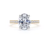 Goldsmiths 18ct Yellow Gold and Platinum 2.20cttw Oval Lab Grown Diamond Set Shoulder Solitaire Engagement Ring - Ring Size R