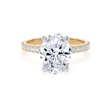 Goldsmiths 18ct Yellow Gold and Platinum 2.70cttw Oval Lab Grown Diamond Set Shoulder Solitaire Engagement Ring - Ring Size I
