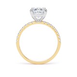 Goldsmiths 18ct Yellow Gold and Platinum 2.70cttw Oval Lab Grown Diamond Set Shoulder Solitaire Engagement Ring - Ring Size I