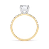 Goldsmiths 18ct Yellow Gold and Platinum 2.20cttw Emerald Cut Lab Grown Diamond Set Shoulder Solitaire Engagement Ring - Ring Size L.5