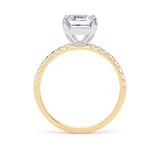 Goldsmiths 18ct Yellow Gold and Platinum 2.70cttw Emerald Cut Lab Grown Diamond Set Shoulder Solitaire Engagement Ring - Ring Size S.5