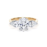 Goldsmiths 18ct Yellow Gold and Platinum 2.00cttw Oval and Pear Cut Lab Grown Diamond 3 Stone Engagement Ring - Ring Size J