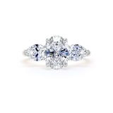 Goldsmiths 18ct Yellow Gold and Platinum 2.00cttw Oval and Pear Cut Lab Grown Diamond 3 Stone Engagement Ring - Ring Size J