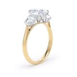 Goldsmiths 18ct Yellow Gold and Platinum 2.00cttw Oval and Pear Cut Lab Grown Diamond 3 Stone Engagement Ring - Ring Size J