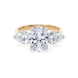 Goldsmiths 18ct Yellow Gold and Platinum 2.66cttw Oval and Pear Cut Lab Grown Diamond 3 Stone Engagement Ring - Ring Size K