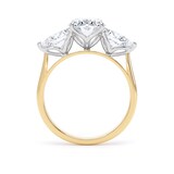 Goldsmiths 18ct Yellow Gold and Platinum 2.66cttw Oval and Pear Cut Lab Grown Diamond 3 Stone Engagement Ring - Ring Size K