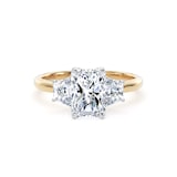 Goldsmiths 18ct Yellow Gold and Platinum 2.20cttw Radiant and Trapezoid Cut Lab Grown Diamond 3 Stone Engagement Ring - Ring Size Q.5