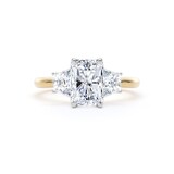 Goldsmiths 18ct Yellow Gold and Platinum 2.20cttw Radiant and Trapezoid Cut Lab Grown Diamond 3 Stone Engagement Ring - Ring Size Q.5