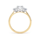 Goldsmiths 18ct Yellow Gold and Platinum 2.20cttw Radiant and Trapezoid Cut Lab Grown Diamond 3 Stone Engagement Ring - Ring Size Q.5