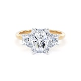 Goldsmiths 18ct Yellow Gold and Platinum 3.00cttw Radiant and Trapezoid Cut Lab Grown Diamond 3 Stone Engagement Ring - Ring Size I