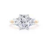 Goldsmiths 18ct Yellow Gold and Platinum 3.00cttw Radiant and Trapezoid Cut Lab Grown Diamond 3 Stone Engagement Ring - Ring Size I