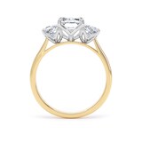 Goldsmiths 18ct Yellow Gold and Platinum 3.00cttw Radiant and Trapezoid Cut Lab Grown Diamond 3 Stone Engagement Ring - Ring Size I