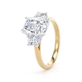 Goldsmiths 18ct Yellow Gold and Platinum 3.00cttw Radiant and Trapezoid Cut Lab Grown Diamond 3 Stone Engagement Ring - Ring Size I
