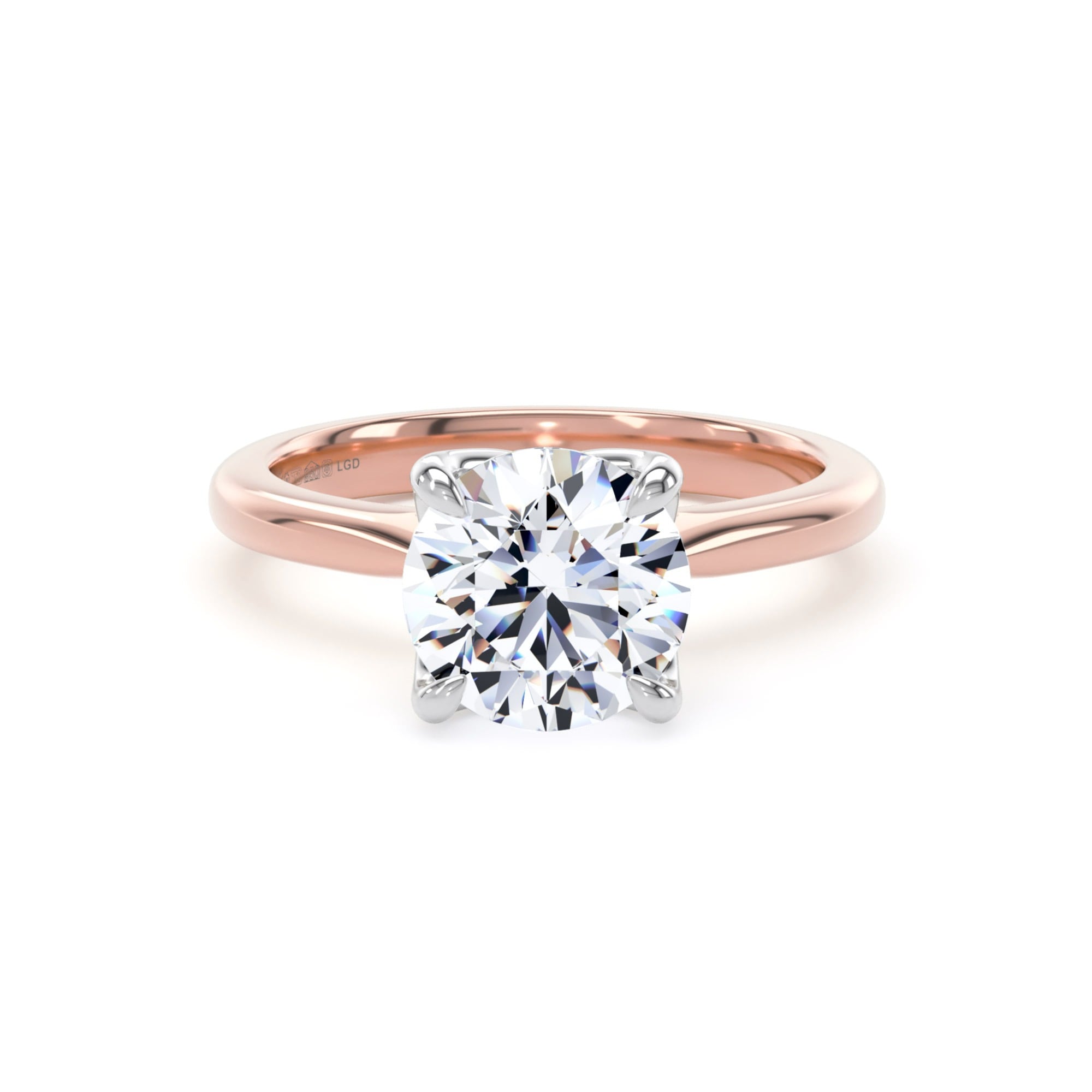 18ct Rose Gold and Platinum 2.00cttw Brilliant Cut Lab Grown Diamond Solitaire Engagement Ring